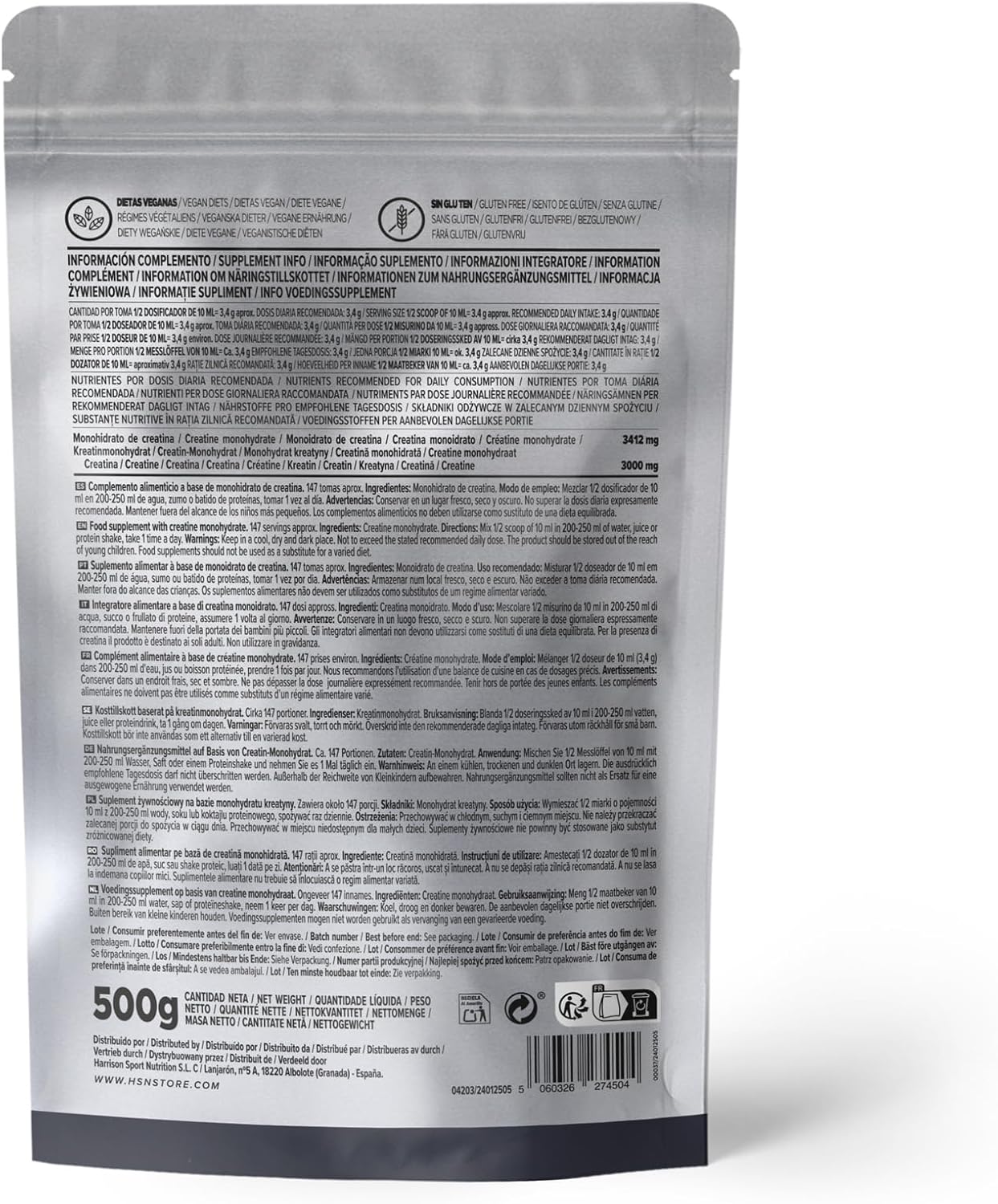 Propiedades de la creatina monohidratada HSN