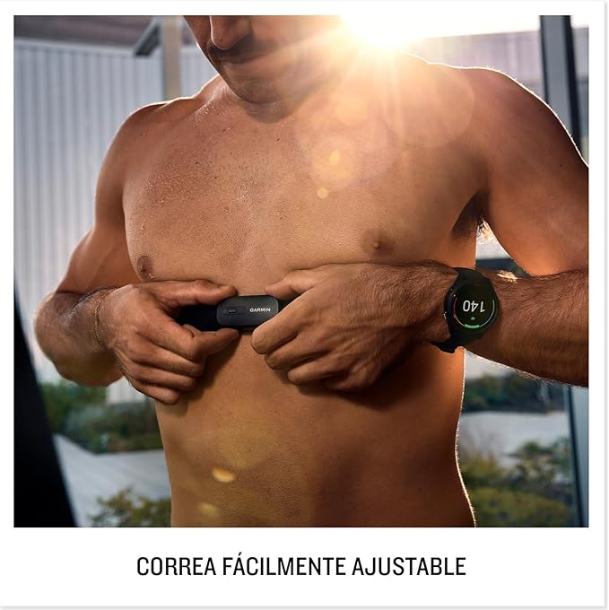 Pulsómetro de pecho en uso durante el entrenamiento